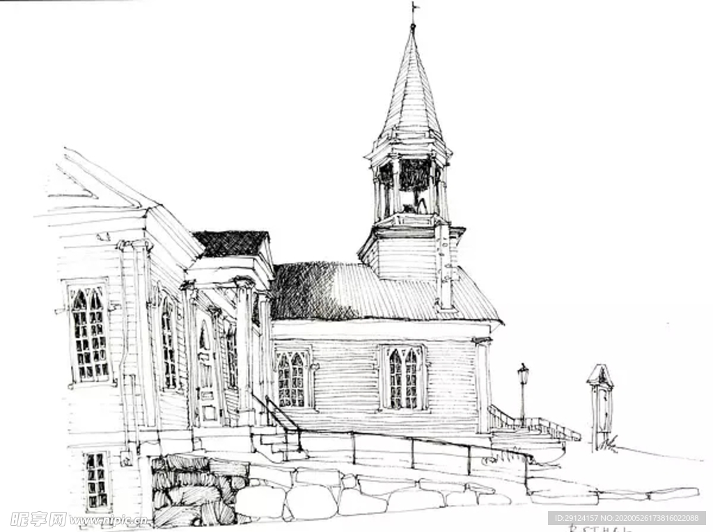 水彩建筑插画