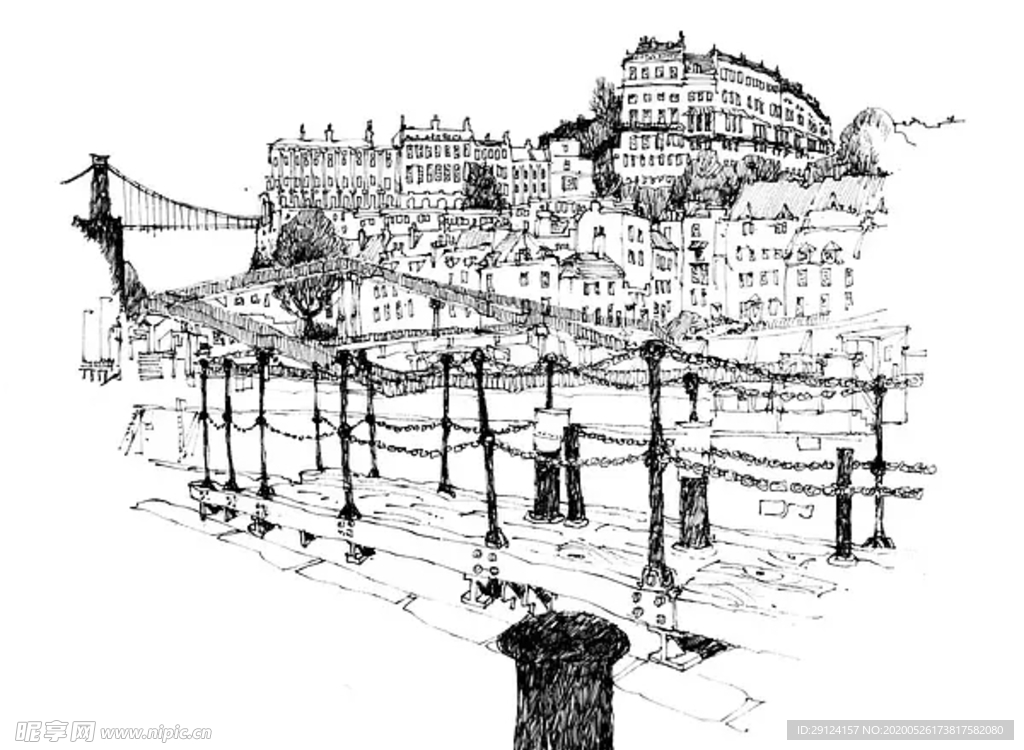 水彩建筑插画