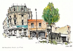水彩建筑插画
