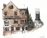 水彩建筑插画