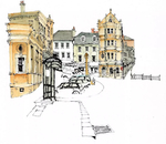 水彩建筑插画