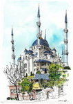 水彩建筑插画