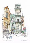 水彩建筑插画