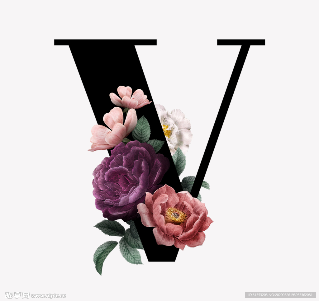 花 字母 V