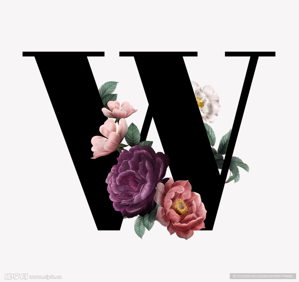 花 字母 W