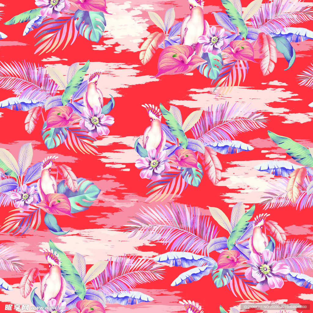 手绘热带花