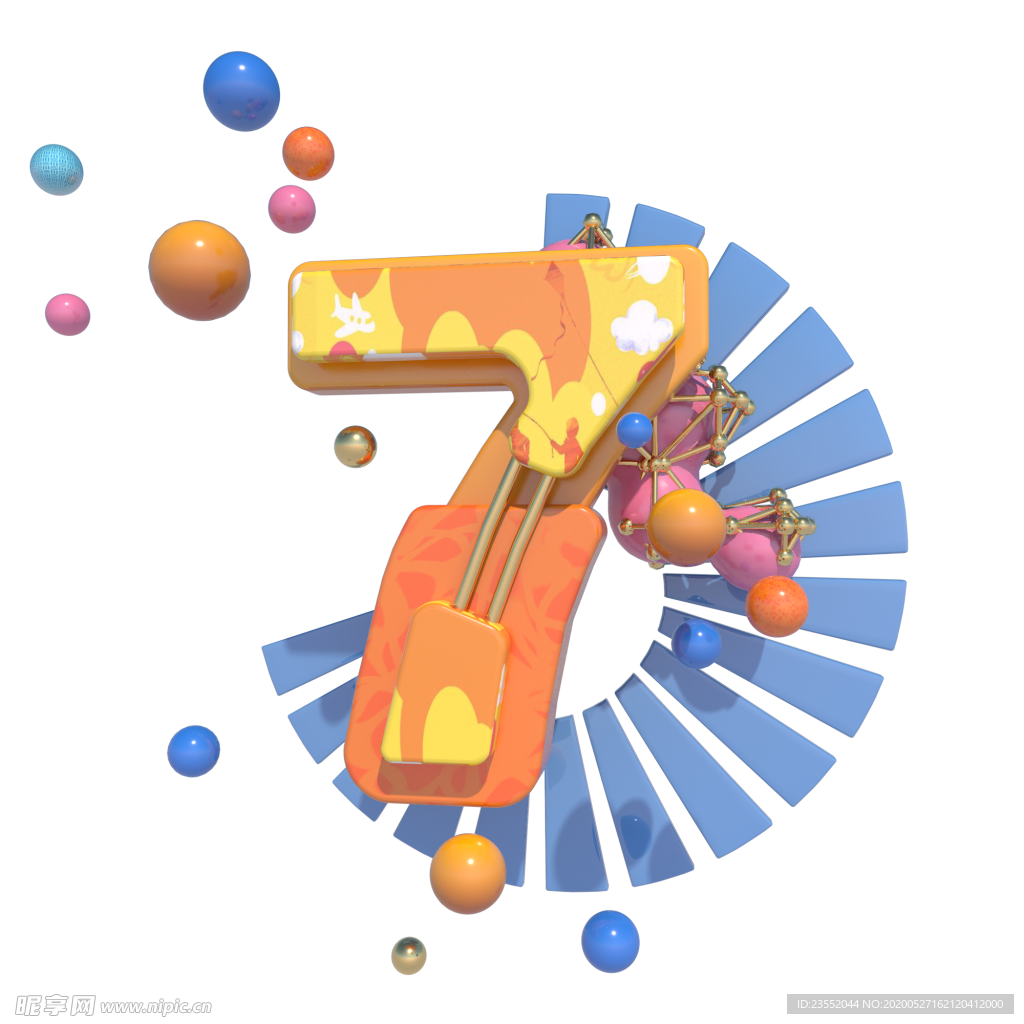 C4D三维数字7效果装饰图片