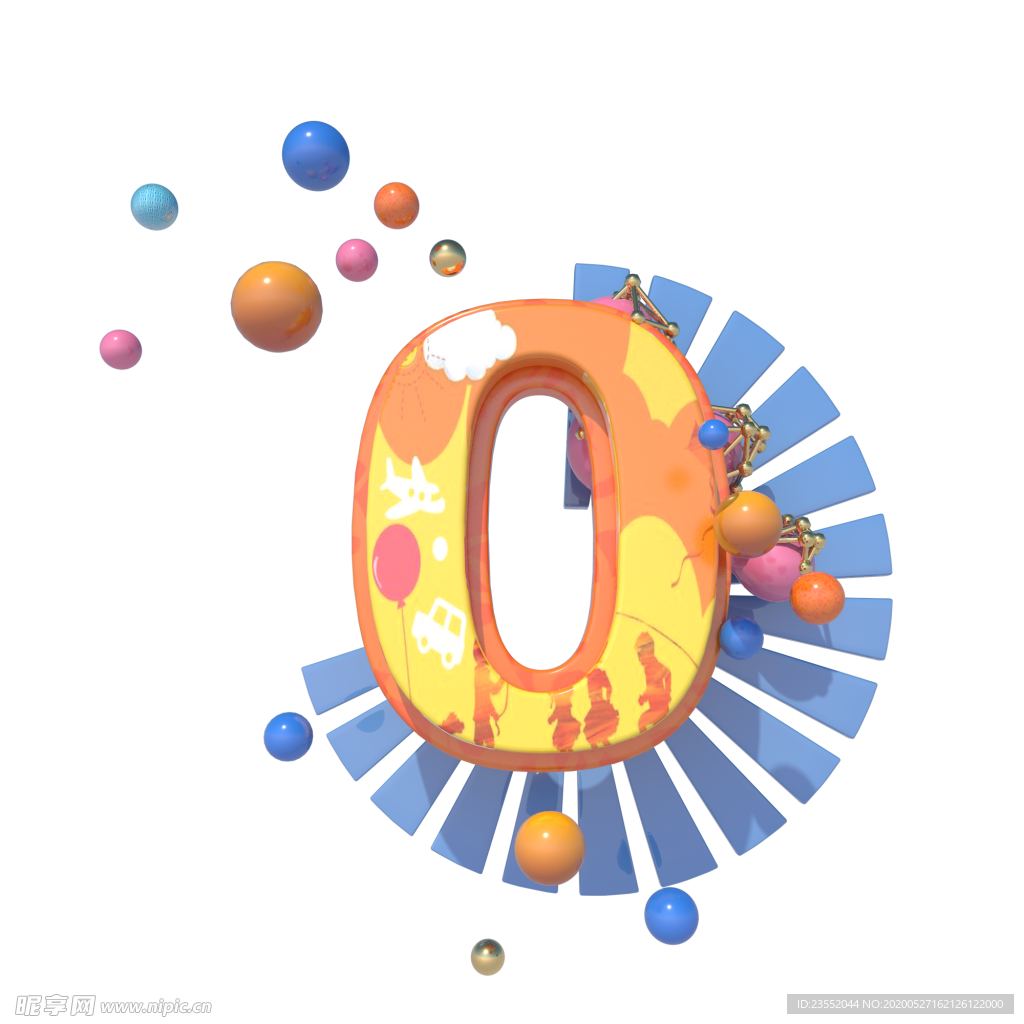 C4D三维数字0效果装饰