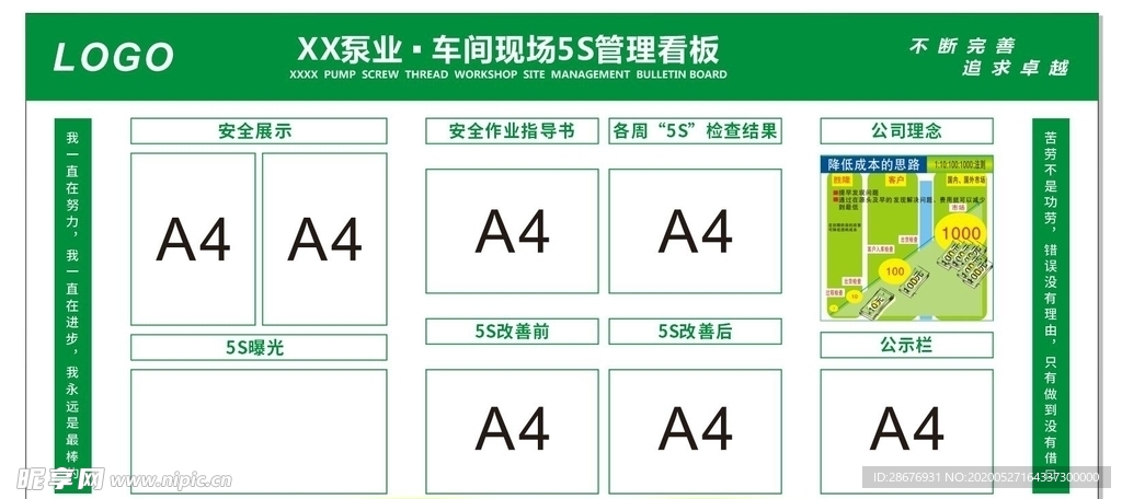 公司企业工厂车间5S管理看板