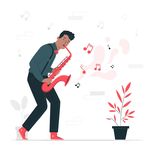 音乐吹萨克斯人物插画设计