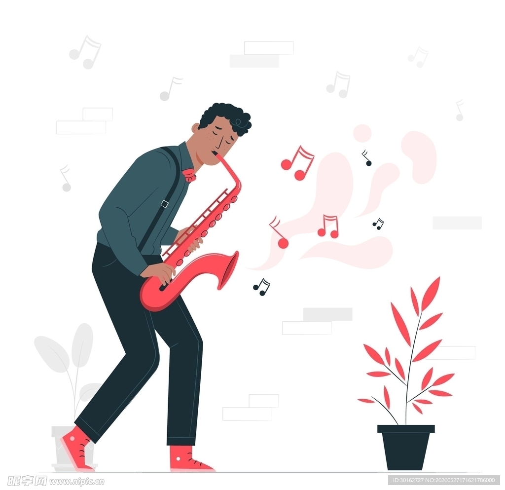 音乐吹萨克斯人物插画设计
