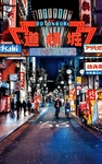 日式街头繁华灯光城市背景素材