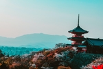 日式寺庙山水天空背景素材