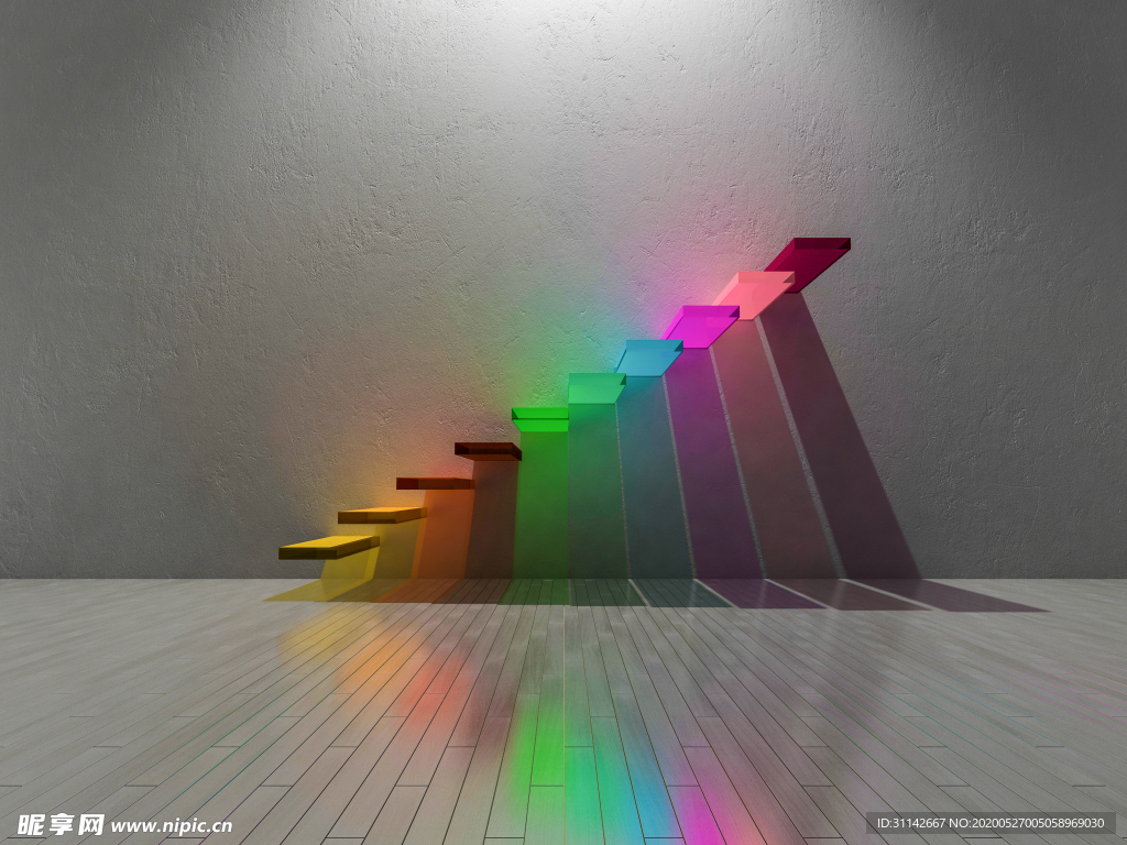 彩色玻璃楼梯三维效果图