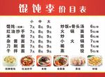 馄饨价目表