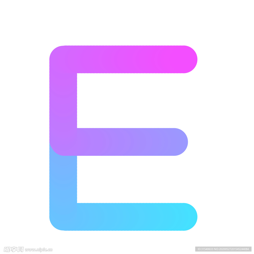 立体渐变字母E设计