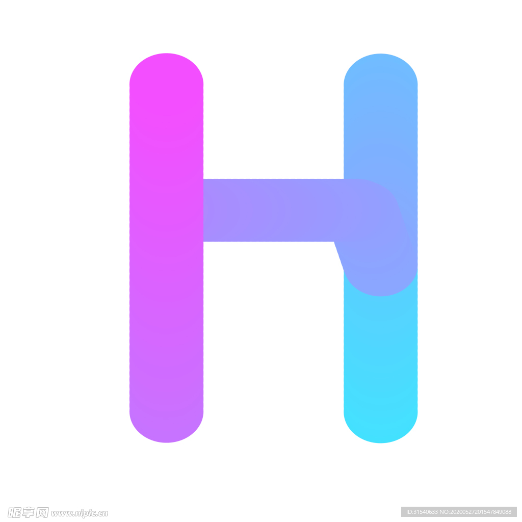 立体渐变字母H设计