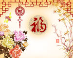 百福牡丹背景墙