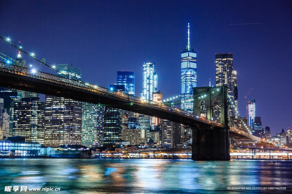 城市建筑大桥夜晚街道背景素材