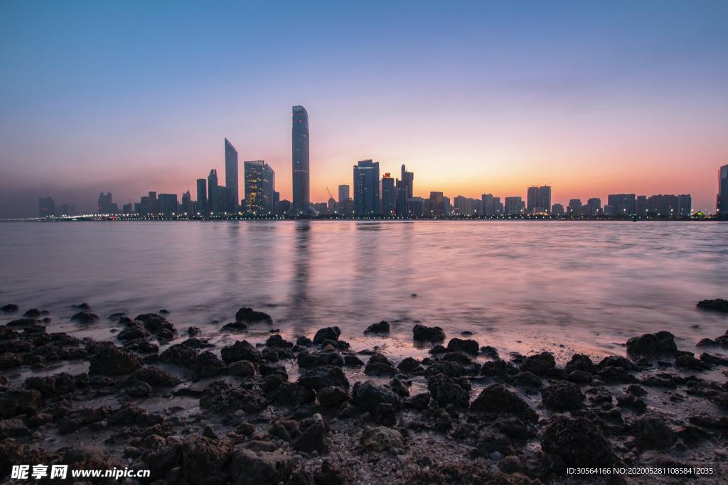 城市建筑海报日落黄昏背景素材