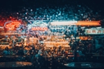 街头烧烤雨夜氛围背景素材