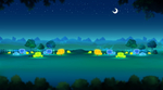 夜色草地动漫场景