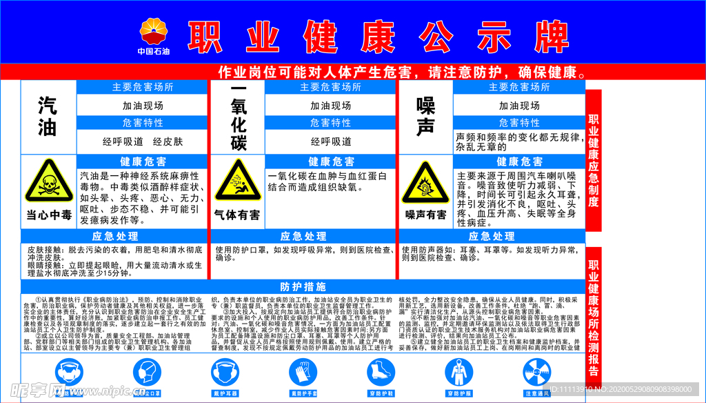 中国石油职业危害公示牌