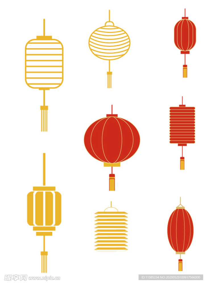 中国传统灯笼矢量