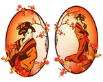 日本和服女士矢量素材