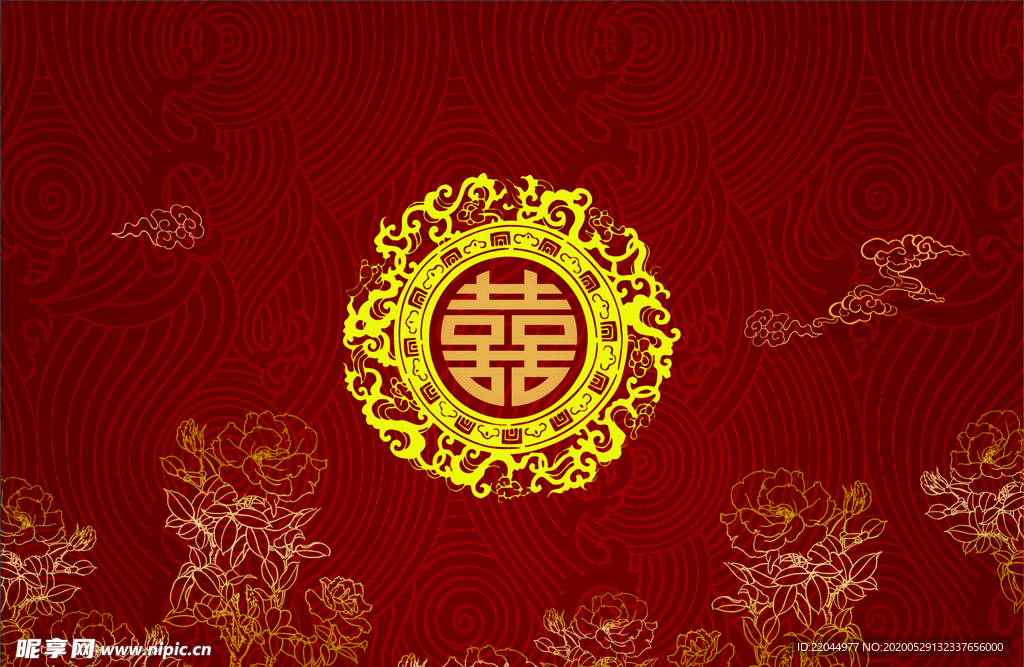 深红色婚礼背景