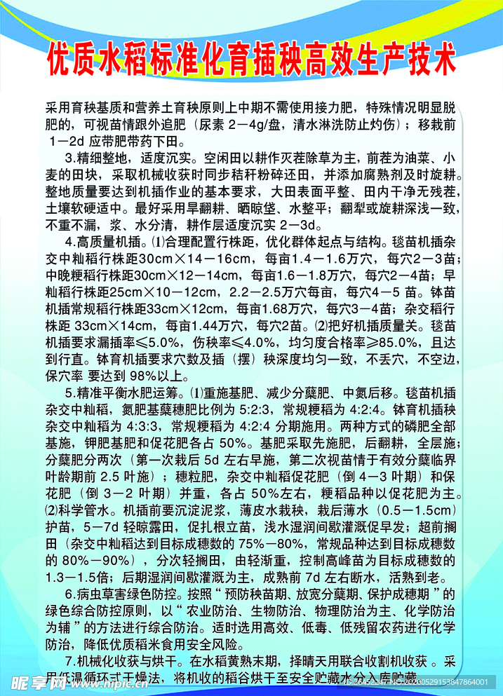 优质水稻标准化育插秧高效生产技