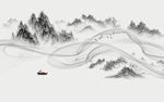 新中式山水画抽象烟雾水墨日式