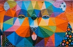 创意墙绘色块拼接动物