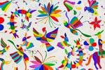 手绘抽象彩色插画花与动物