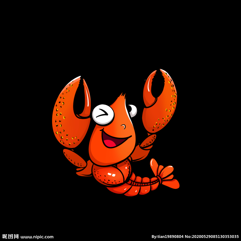卡通虾矢量红虾动画动漫