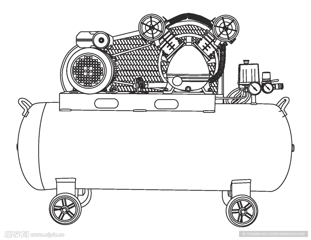 空压机 空压机素材 线图 黑白
