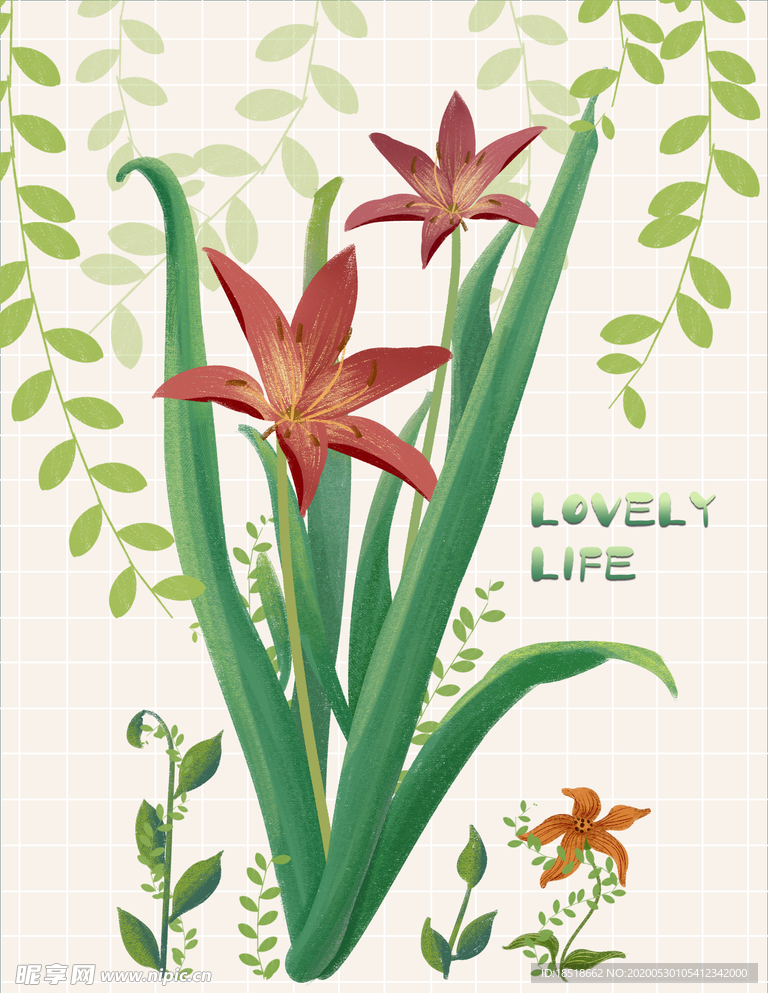 北欧绿色小清新植物花卉叶子挂画