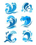 海浪 浪花 矢量 彩色素材图片