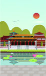 北京风景插画建筑AI手绘背景