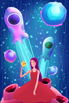 星球少女插画