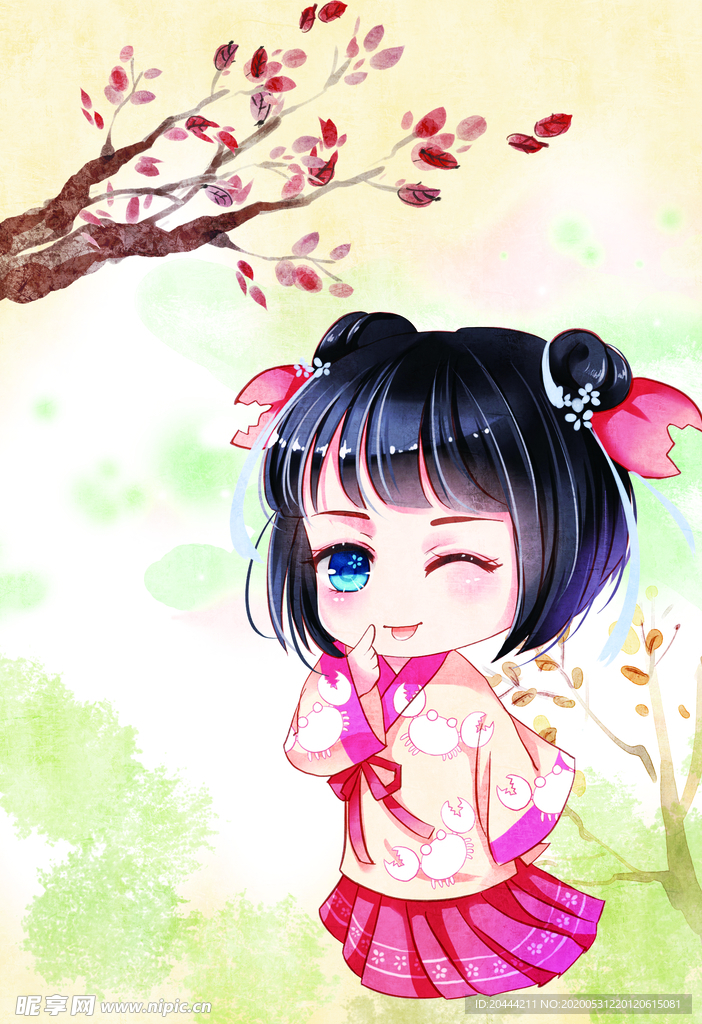 Q版可爱古风少女卡通形象2