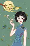 桂花八月半月饼海报素材