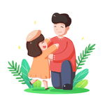 父亲节父女拥抱温馨人物元素