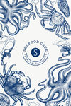 海鲜八爪鱼虾素描插画餐饮海报