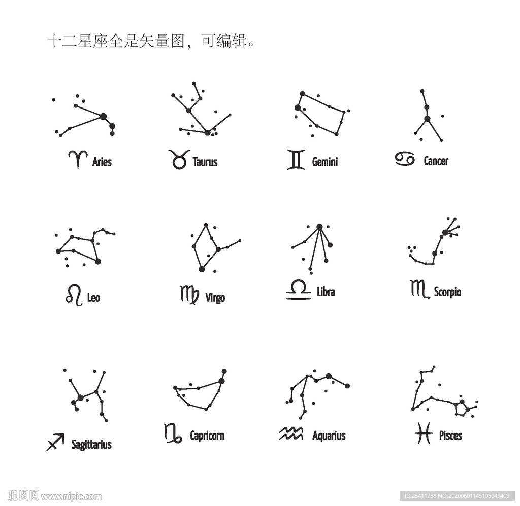 十二星座矢量图