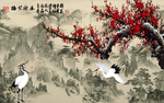 中式古典梅花背景墙