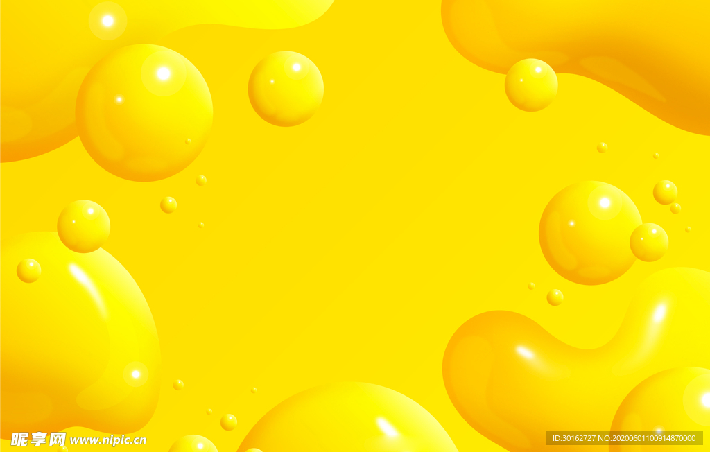 抽象黄色液体气泡背景底纹
