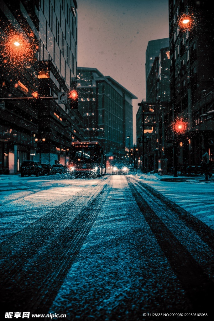 城市 街道 雪景