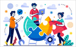 拼图的团队人物