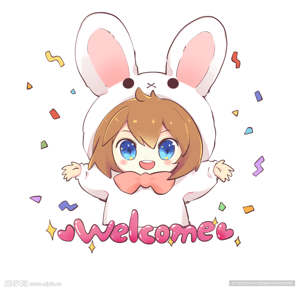 卡通清新兔装少女欢迎